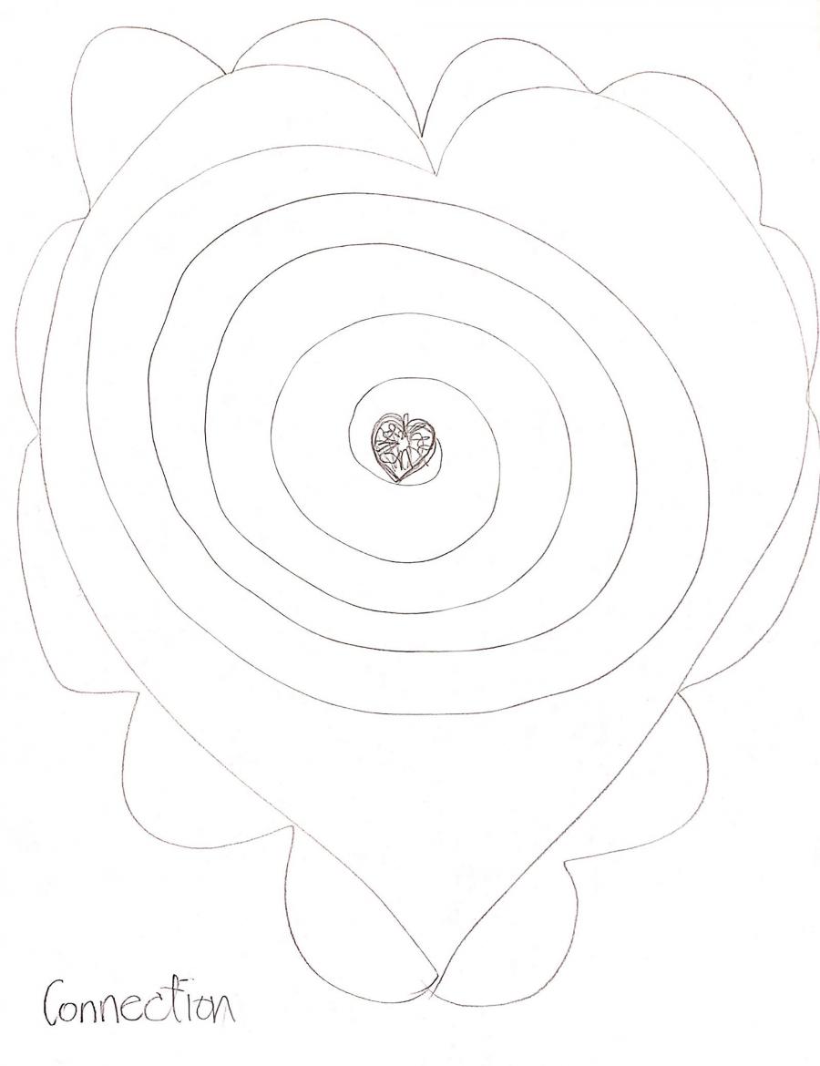 Drawing of heart with spiral