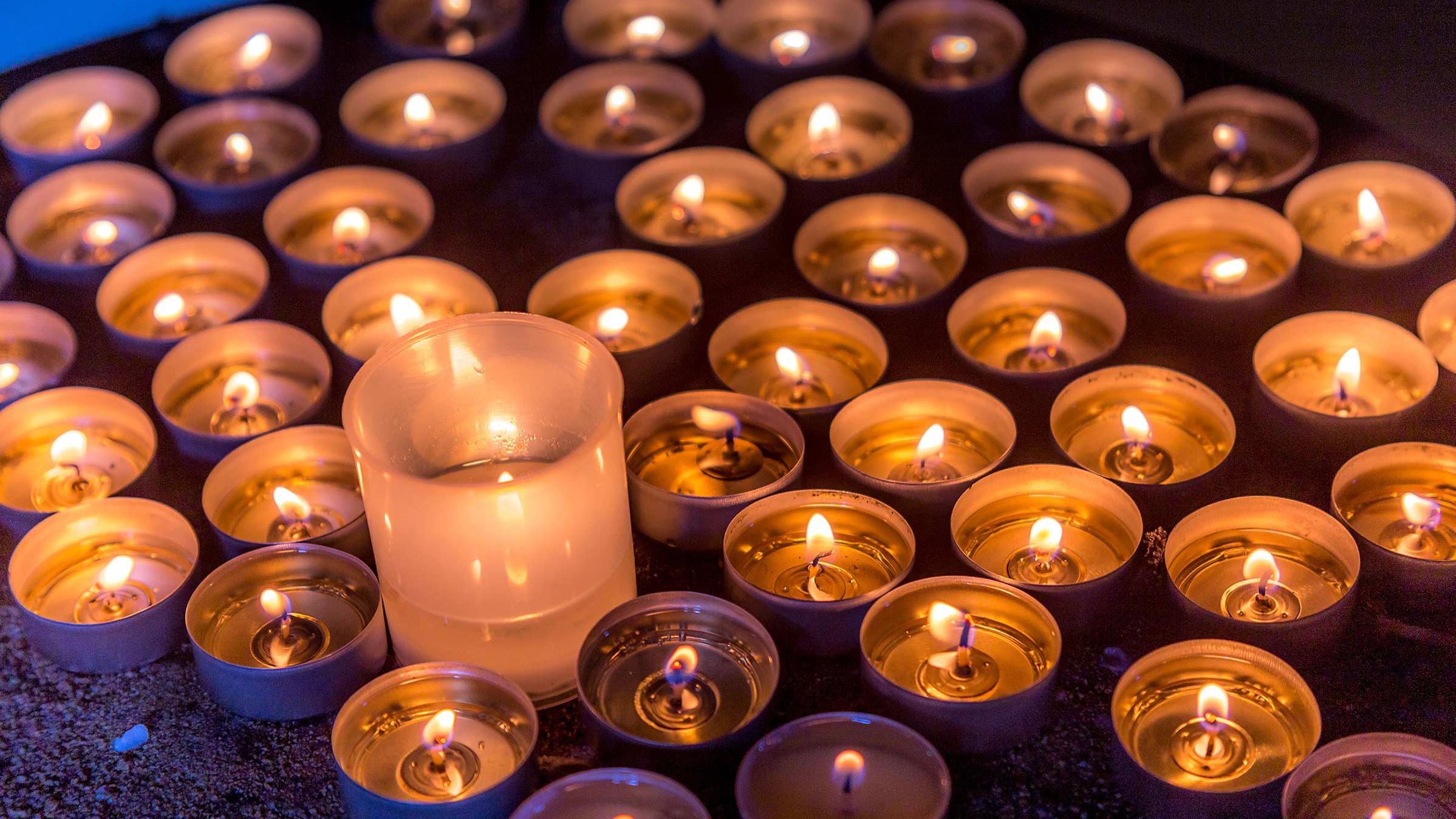 Grouping of beautiful candles